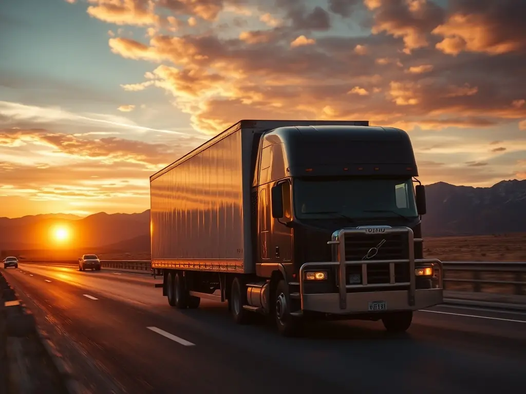 A high-quality image depicting a long-distance moving truck on a highway, symbolizing the company's ability to handle moves across the country with reliability.