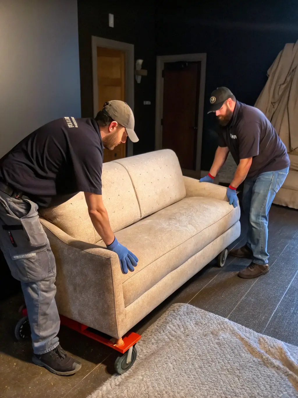 An image showing Movers San Diego's movers carefully maneuvering a grand piano using specialized piano moving equipment, highlighting their expertise in handling delicate and valuable items.