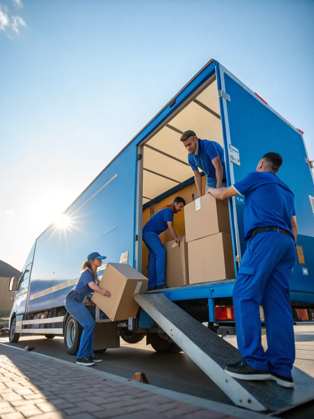 A picture of Movers San Diego's truck being loaded with packed boxes and furniture, showcasing the organized loading process.